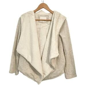 new girl's Maddie XL asymmetrical open front faux fur hooded sweater SP 4715